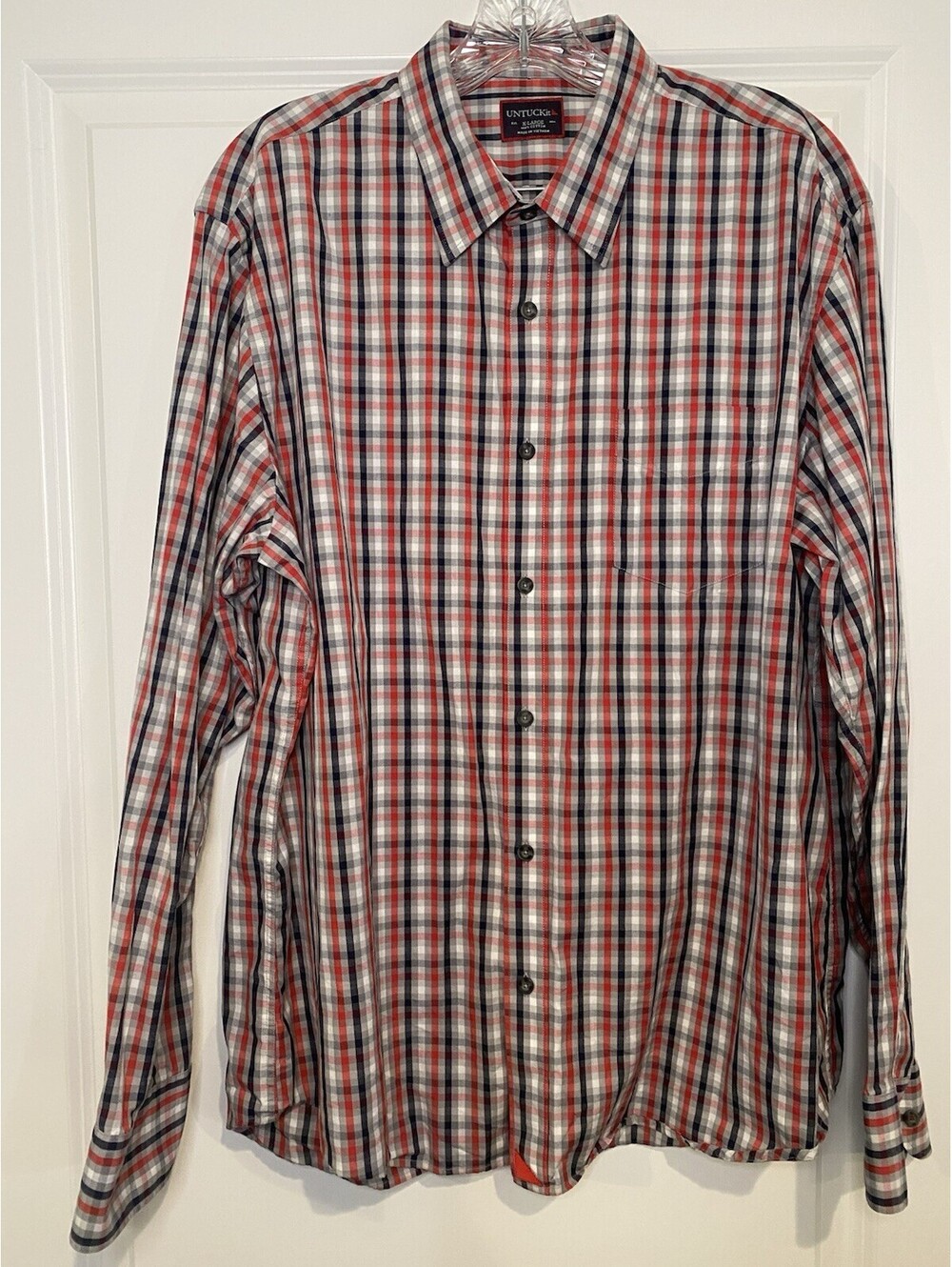 UNTUCKit Men's Long Sleeve Plaid Shirt Size XL 100% Cotton